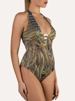 Neckholder Badeanzug METALLIC Grün-bunt Von Cotton Club Mare -TraumMode Verkäufe badeanzug metallic cs7 intero cotton club 2
