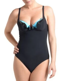 Träger-Badeanzug RHODA Schwarz-türkis Von Je Suis -TraumMode Verkäufe badeanzug schwarz tuerkis je suis 2 1