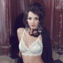 Neu eingetroffen 17 Satin Triangel-BH Mit Spitze WHITE Les Jupons De Tess