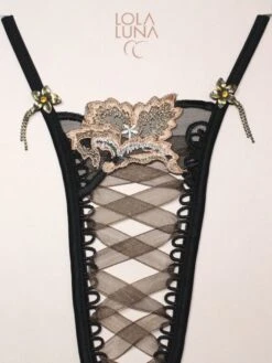 Lola Luna String BOMBAY Schwarz-beige -TraumMode Verkäufe bombay lola luna micro string