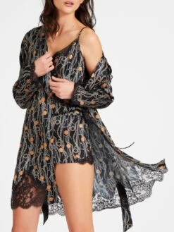 100% Seide Kimono TOI MON AMOUR Mit Print Von Aubade -TraumMode Verkäufe kimono schwarz gold seide spitze toi mon amour qs65 tresor aubade 5