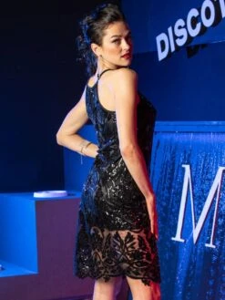 Pailletten Cocktailkleid ROUEN Von RCrescentini Notre Dame -TraumMode Verkäufe kleid pailletten schwarz rouen notredame rcrescentini 3