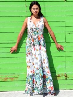 Seidenbatist Strandkleid FANTASIA BIANCO Weiß Grün Von Laetitia Beachwear -TraumMode Verkäufe kleid weiss g143 laetitia 3