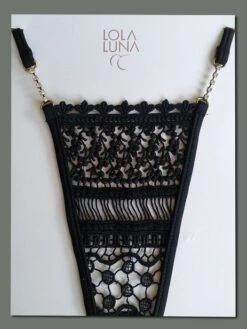 Lola Luna String AGHATA BLACK Schwarz-gold -TraumMode Verkäufe lola luna string aghata black