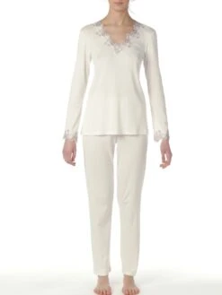 Pyjama SARA Creme-weiß Aus Modal-Baumwolle Von Imec -TraumMode Verkäufe modal baumwolle pyjama 70513 sara weiss imec 3