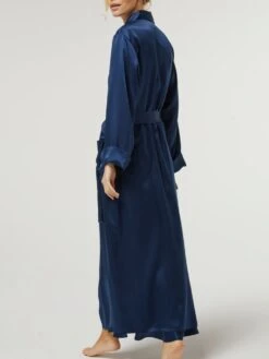 100% Seide Morgenmantel Lang GIGLIOLA Uni Von Vivis -TraumMode Verkäufe morgenmantel seide lang v00285 gigliola nachtblau vivis 4 6