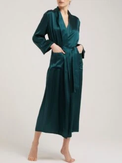 100% Seide Morgenmantel Lang GIGLIOLA Uni Von Vivis -TraumMode Verkäufe morgenmantel seide lang v00285 gigliola pinie vivis 2 1