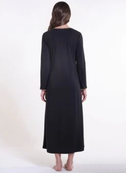 100% Baumwolle Nachtkleid Lang NERO Schwarz-gold Von Verdiani -TraumMode Verkäufe nachtkleid bio baumwolle schwarz 4840 verdiani 2