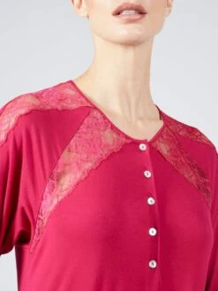 Modal Nachtkleid Lang LAMPONE Himbeer-rot Von Verdiani -TraumMode Verkäufe nachtkleid modal lang magenta rot 4620 verdiani donna 3