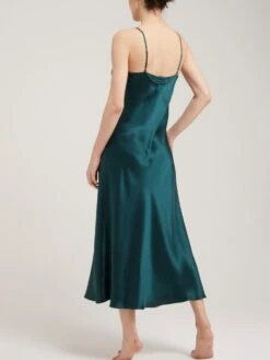 100% Seide Nachtkleid Lang DORINE Uni Von Vivis -TraumMode Verkäufe nachtkleid seide dorine v00389 pine vivis 3 6 1