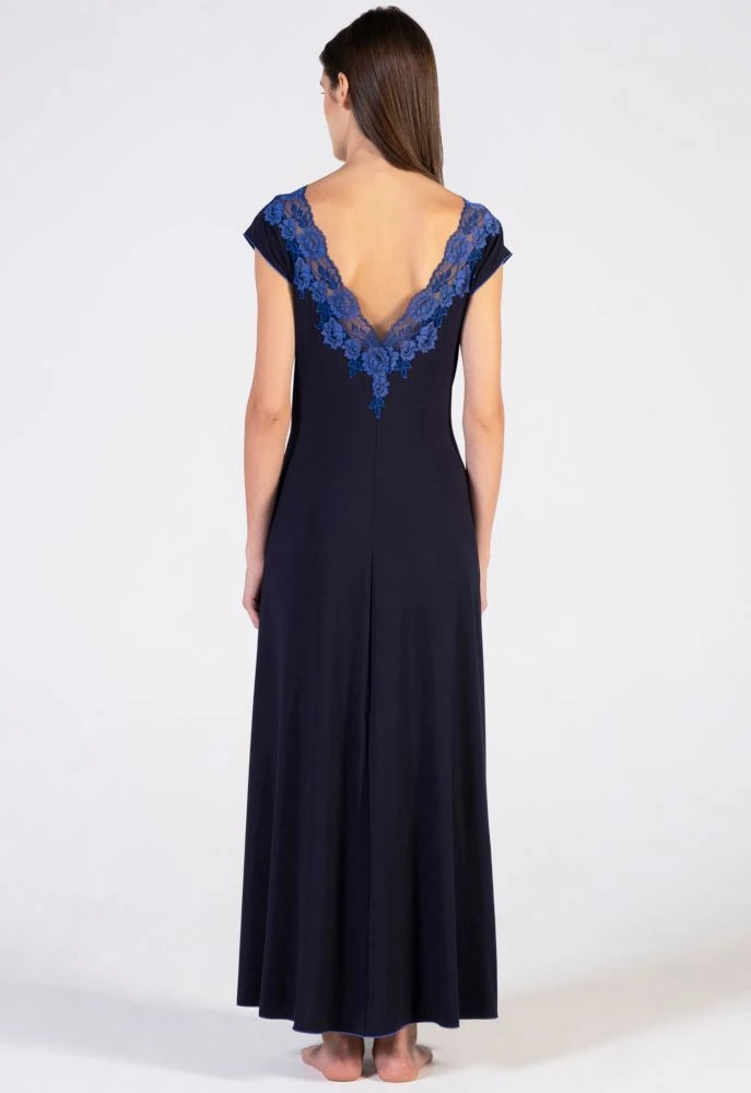 Modal Nachtkleid BLU Mit Spitze Lang Von Verdiani 6 Modal Nachtkleid BLU Mit Spitze Lang Von Verdiani – Bild 4