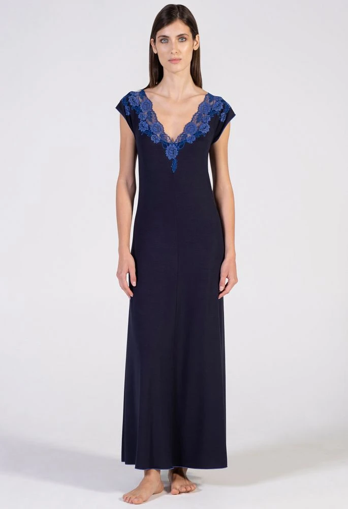 Modal Nachtkleid BLU Mit Spitze Lang Von Verdiani 7 Modal Nachtkleid BLU Mit Spitze Lang Von Verdiani – Bild 5