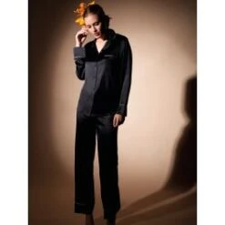 Seide Pyjama 2-tlg. CHRISTMAS CAPSULE Schwarz Von Chiara Fiorini