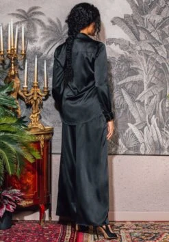 Seidenpyjama OXANA Stretchseide Uni Marjolaine -TraumMode Verkäufe pyjama stretschseide schwarz 4oxa5501 oxana marjolaine 2 7