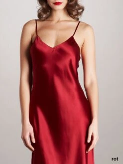 100% Seide Nachtkleid Lang DORINE Uni Von Vivis -TraumMode Verkäufe seide caroline dorine rot vivis 1 2