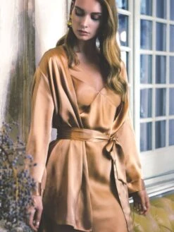 Seidennachthemd / Seidenkleid NEW SEDUCTION Von Luna Di Seta -TraumMode Verkäufe seide neglige new seduction cognac vlst60540 luna di seta 3 1 1