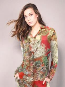 100% Seide Pyjama GRENADINE Rot Gold Von Fürstenberg -TraumMode Verkäufe seide pyjama grenadine fuerstenberg 1