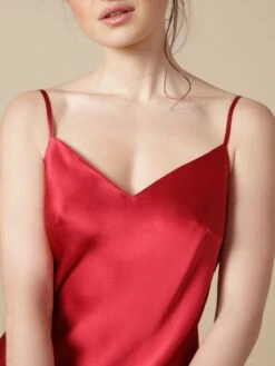 100% Seide Nachtkleid Lang SOIE ODANA Uni Marjolaine -TraumMode Verkäufe seide rot oda odon odana soie unie marjolaine 2 1