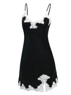 100% Seide Neglige SATIN + LACE Kurz Von Eva B. Bitzer -TraumMode Verkäufe seide spitze neglige 29314478 schwarz weiss eva b bitzer 2 1 7 1 1