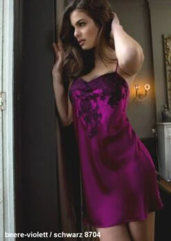 100% Seide Nachthemd BACCARAT Calais Spitze Von Marjolaine -TraumMode Verkäufe seidennachthemd baccarat bac0101 violine noir marjolaine 5