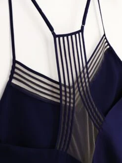 100% Seide Nachthemd LINES ATTRACTION Dunkelblau Von Luna Di Seta -TraumMode Verkäufe seidennachthemd blau vlst60883 luna di seta 3