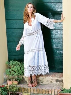 Langes Sommerkleid Mit Stickerei BIANCO Von Chiara Fiorini -TraumMode Verkäufe spitze kleid weiss cf9831 chiara fiorini 3