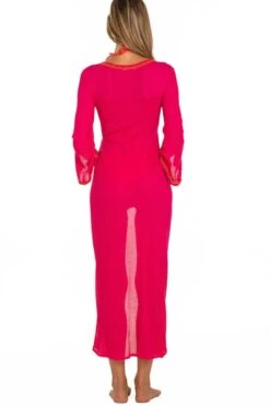 Strandmantel Lang LUREX PALME Fuchsia Pink Von Pin-Up Stars -TraumMode Verkäufe strand mantel pb172a rot pin up stars 3