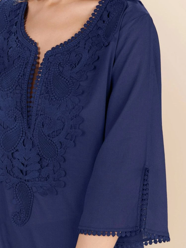 100% Baumwolle Strandtunika NOAM 98 Dunkelblau Von Pain De Sucre 6 100% Baumwolle Strandtunika NOAM 98 Dunkelblau Von Pain De Sucre – Bild 4