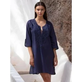 100% Baumwolle Strandtunika NOAM 98 Dunkelblau Von Pain De Sucre 3 100% Baumwolle Strandtunika NOAM 98 Dunkelblau Von Pain De Sucre